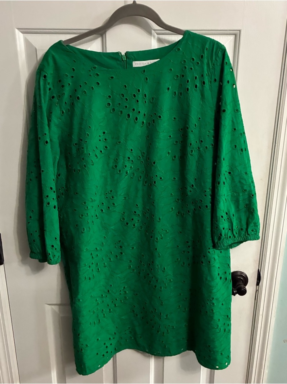Preston & York Emerald Green Embroidered Neck Dress